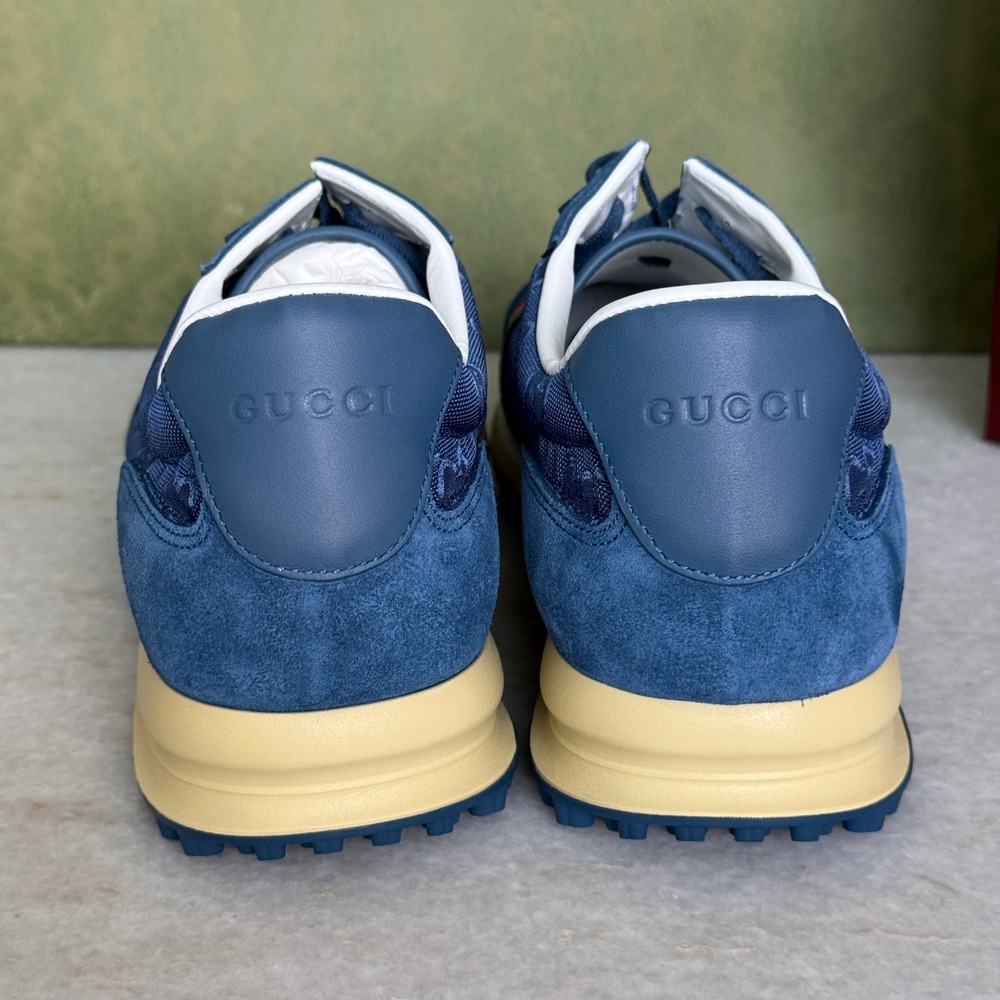 GUCCI 832461 Men's Canvas Blue GG Re-Motion sneaker, Size UK 9 - Picture 10 of 16
